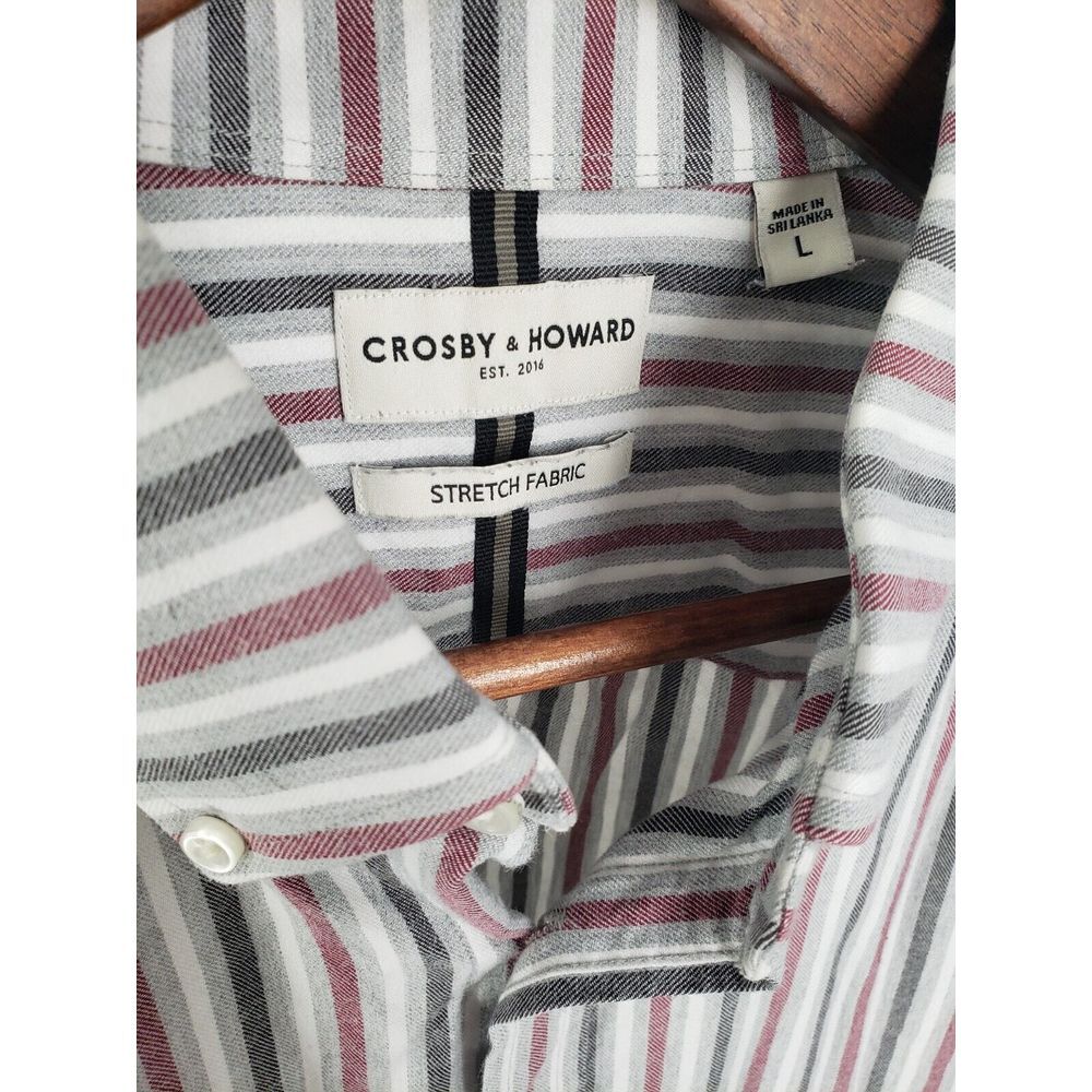 Crosby & Howard‎ Mens Long Sleeve Button Down Stripe Shirt Size L Stretch Fabric